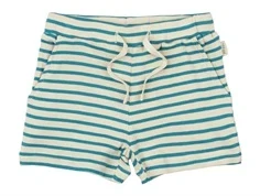 Turkis og råhvid stribet shorts fra Petit Piao PP308 turquoise dark off white